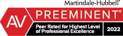 Martindale-Hubbell | AV Preeminent | Peer Rated for Highest Level of Professional Excellence | 2022